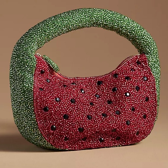 Anthropologie Tate Watermelon Beaded Bag - Picture 1 of 4